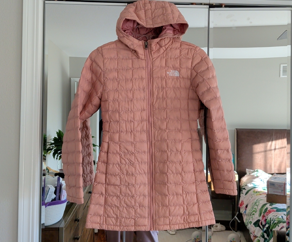 The North Face Kids Pink Hooded Puffer Jacket